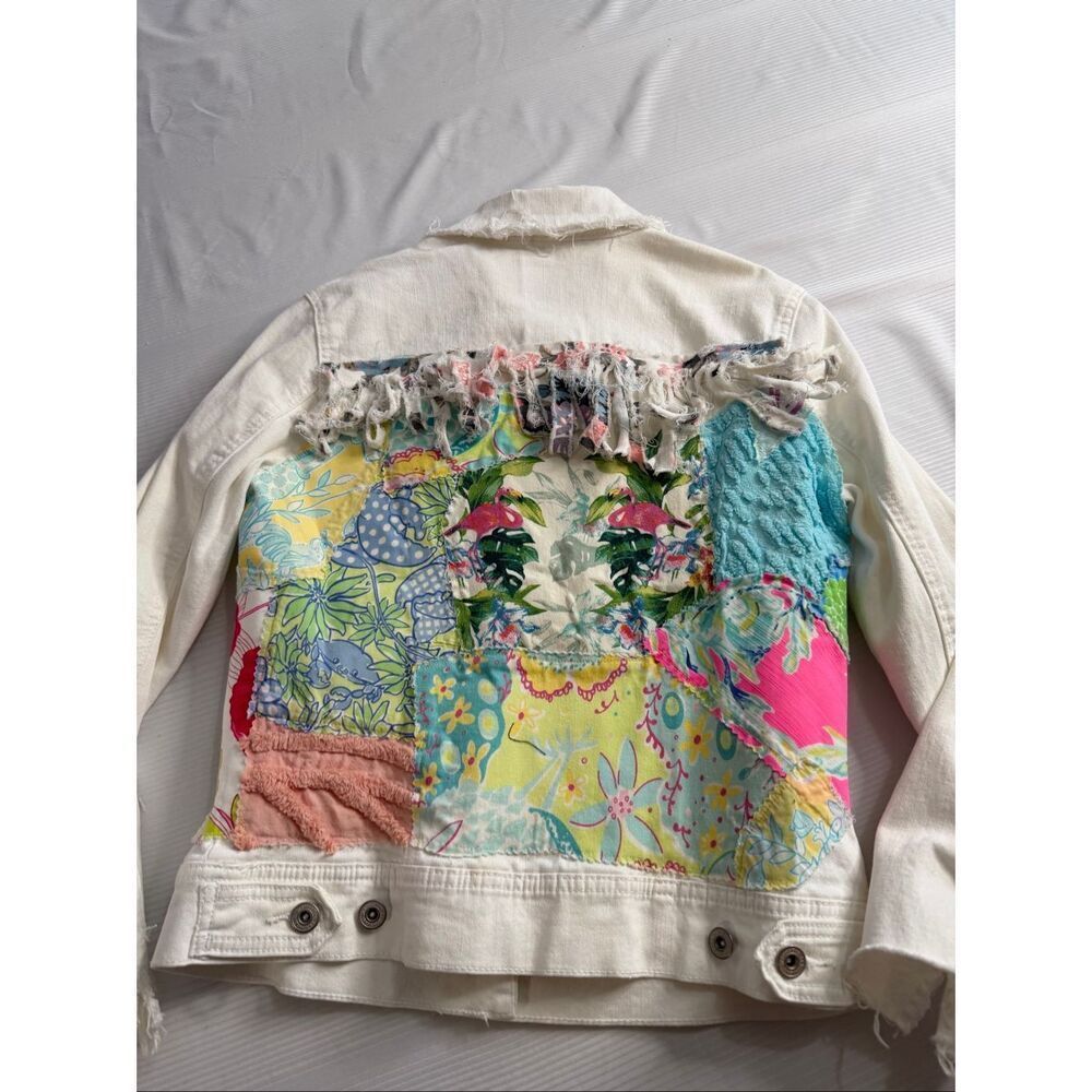 Lilly Pulitzer Upcycled White Denim Jacket Size Small